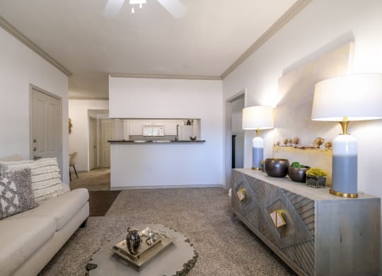 spacious living room at Stoneleigh on Spring Creek apartments