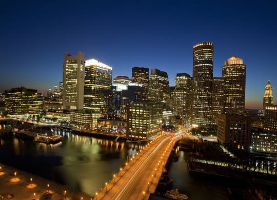 View of Seaport Avenue Bridge and Boston Financial District from The Benjamin Seaport
