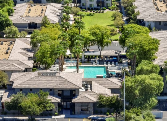 aerial view of the swimming pool at Avora apartments