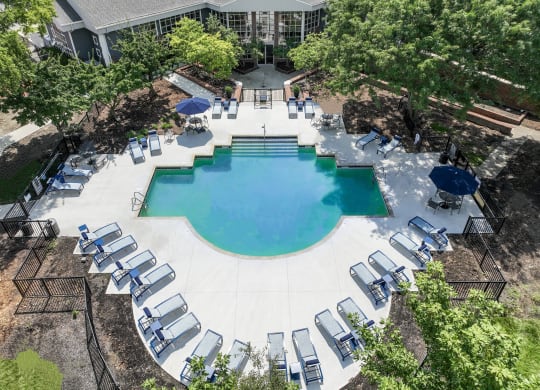 Aerial Pool View at Sawmill Village Apartments