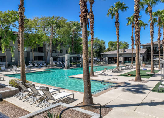 resort-inspired swimming pool at Avora apartments