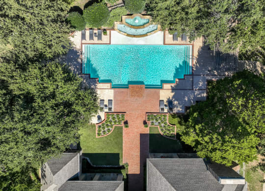aerial view of the swimming pool at Stoneleigh on Spring Creek apartments