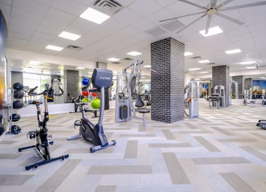 fitness center at Roosevelt Square apartments
