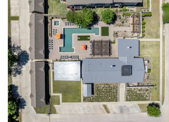 aerial view of the pool at The Pradera apartments