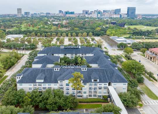 aerial view of The Plaza Museum District luxury Houston apartments