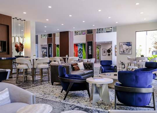 social lounge with plenty of comfortable seating at Avora apartments
