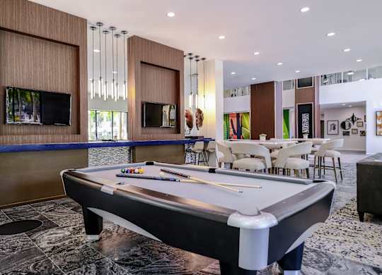 social lounge with billiards at Avora apartments