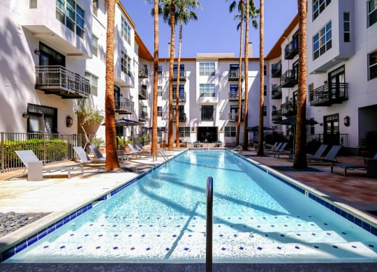 swimming pool at Roosevelt Square apartments
