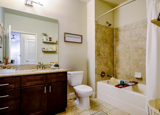 spacious bathroom at Berkshire Village District luxury apartments for rent