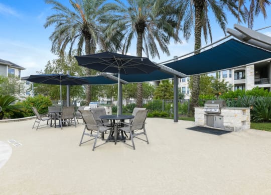 Falls at Eagle Creek apartments outdoor grilling and al fresco dining area