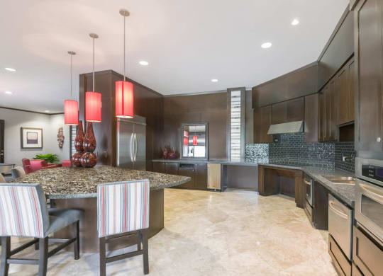 Falls at Eagle Creek apartments social area and demonstration kitchen