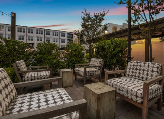 The Callie apartments outdoor social area with comfortable seating