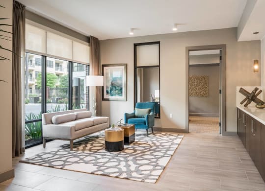 social lounging area at Tinsley on the Park apartments