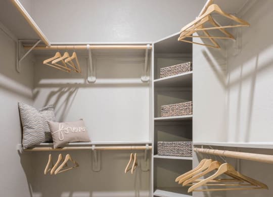 a walk in closet with shelves at Tinsley on the Park apartments