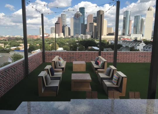rooftop lounging area at Tinsley on the Park apartments