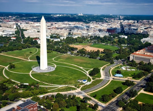 an aerial view of the monument