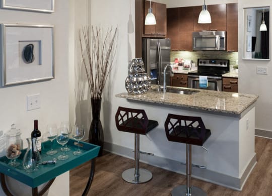 Wood-Style Flooring in Living Room & Dining Room at Berkshire Medical District, Texas