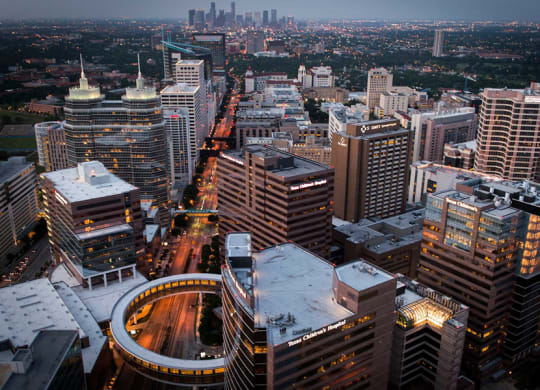 a city from the top of a skyscraper