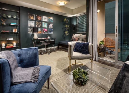 Alternate View Of Living Room With Tile Floor at Berkshire K2LA, Los Angeles, CA, 90005
