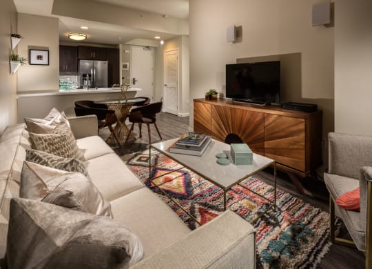 Wood Style Flooring in Living Space at Berkshire K2LA, Los Angeles, California