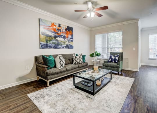 Living room with hard surface flooring, Plaza Museum District