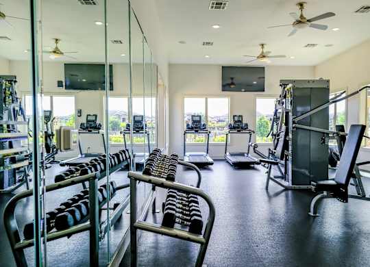 fitness center at The Falls at Copper Lake apartments