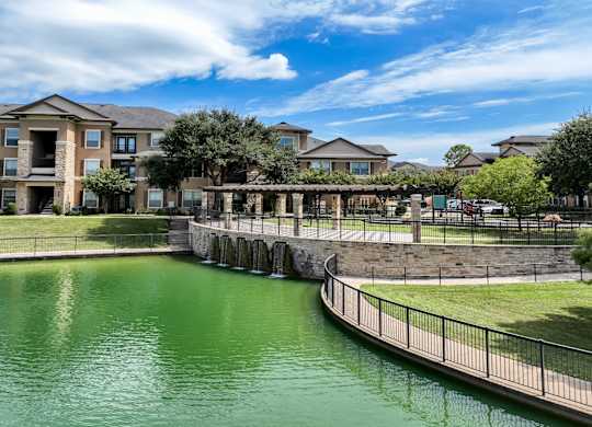 view of the lake at Falls at Copper Lake apartments