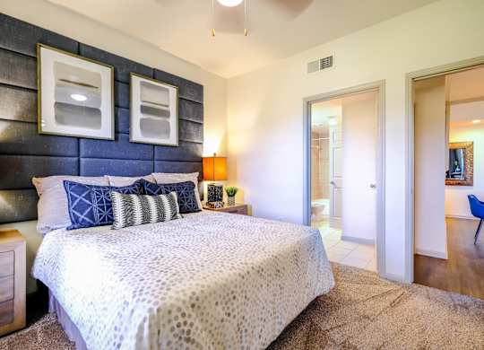 spacious bedroom at The Falls at Copper Lake luxury Houston apartments