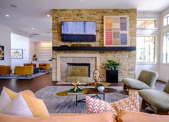 social lounge at The Falls at Copper Lake Houston apartments