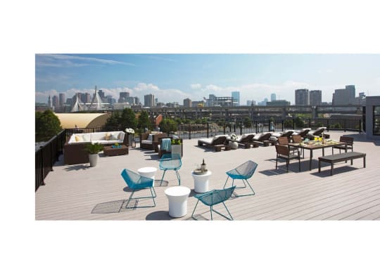 Rooftop Skydeck with Outdoor Living, Outdoor Kitchen with BBQ and alfresco dining, Outdoor Sundeck with Lounges at Gatehouse 75, Charlestown, 02129