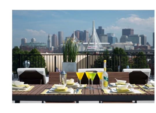 Rooftop Skydeck with Al Fresco Dining and  Stunning Views of Downtown Boston and Zakim Bridge at Gatehouse 75, Charlestown