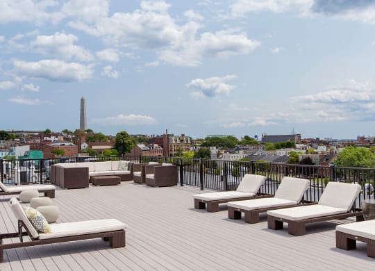 Rooftop Skydeck with Outdoor Living, Sundeck with Lounges and Charming Views of Historic Charlestown and Bunker Hill-Gatehouse at Gatehouse 75, Charlestown
