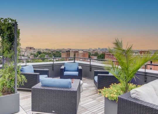 Luxury Apartments 14th and U Street DC--Roof Deck with Outdoor Living, Firepit and Stunning DC views