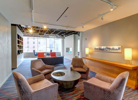 Club 805 Work-From-Home Spaces , Library and Fireplace Lounge at 805 N. Lasalle Drive, Chicago