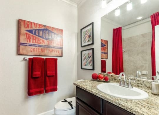 Renovated Bathrooms With Quartz Counters at Villages of Briggs Ranch, San Antonio, 78245