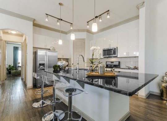 Fitted Kitchen With Island Dining at Villages of Georgetown, Georgetown, TX, 78626