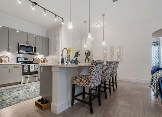 Model kitchen at Reveal on the Lake, Texas, 75088