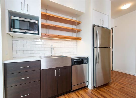 Refrigerator And Kitchen Appliances at Lower Burnside Lofts, Portland, OR, 97214