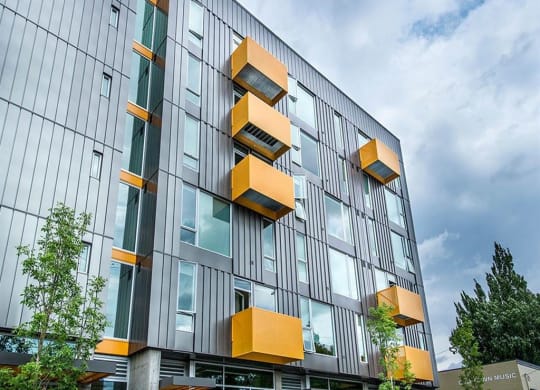 Exterior view of building at Lower Burnside Lofts, Portland