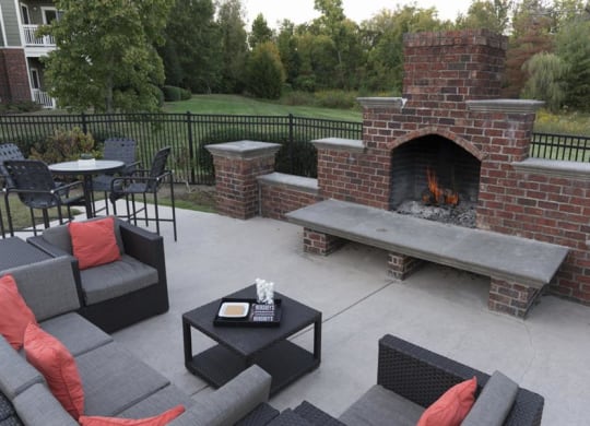 Outdoor courtyard with fire pit at Wyndchase Aspen Grove, Tennessee