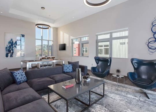 Living room with sofa and chairs at Lyric, Walnut Creek, California
