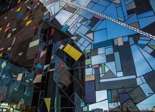 Exterior glass mosaic at Lyric, Walnut Creek, CA
