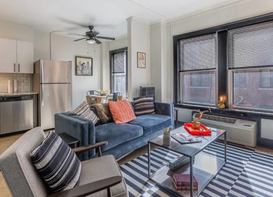 The Edison apartment open-concept living spaces