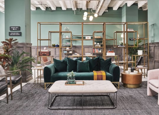 The Edison apartments social lounge with comfortable seating