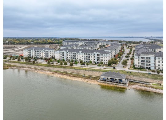 lakeshore aerial view of Park at Bayside apartments