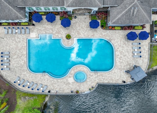 an aerial view of the swimming pool at The Reserves at Alafaya apartments