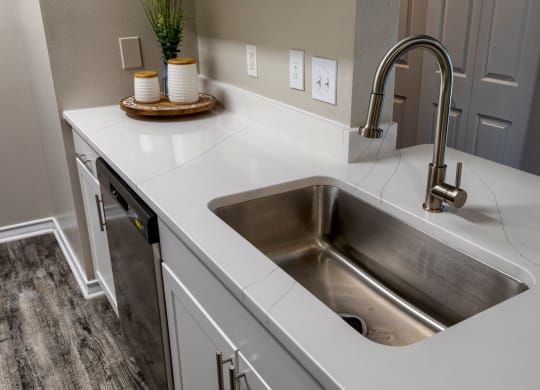 Kitchen with undermount sink and designer faucet at Wyndchase Aspen Grove, Franklin, TN, 37067