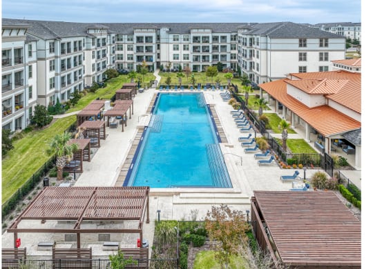 Views of Pool and Cabanas at Reveal at Bayside Apartments