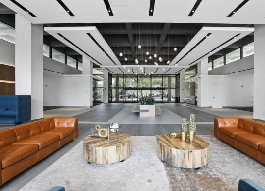 Skyline Towers lobby with comfortable seating