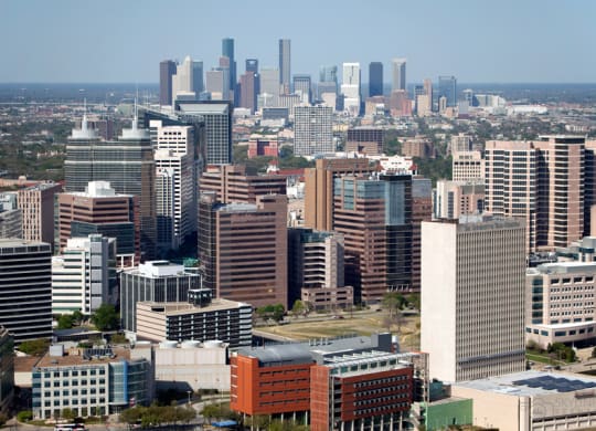 a view of the city from a skyscraper